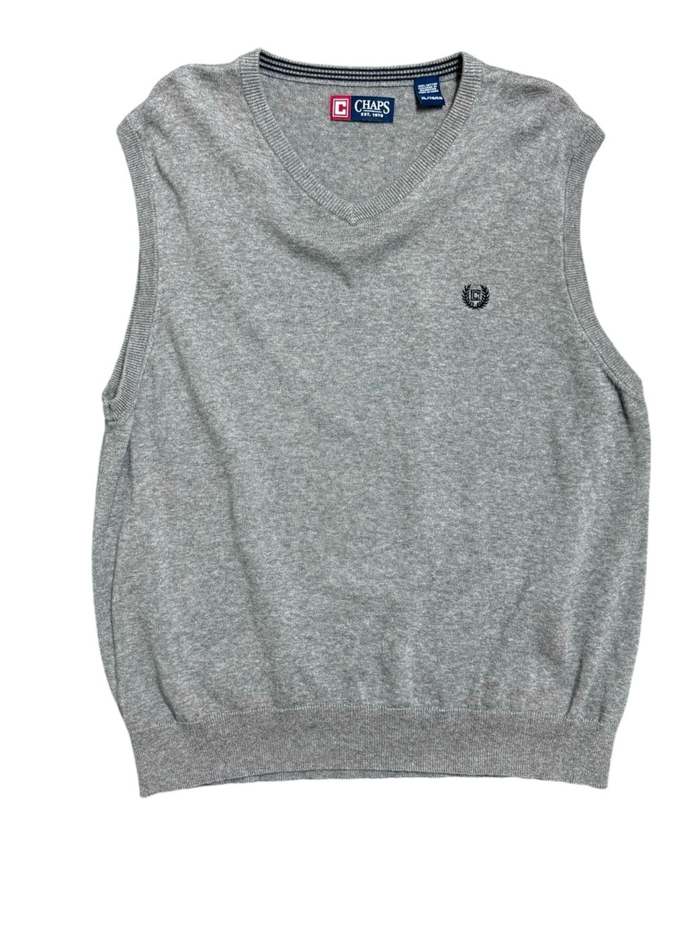 Chaps Men’s Heather Gray V-Neck Sweater Vest size XL